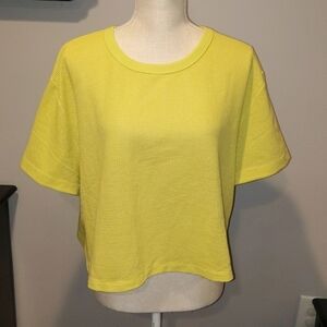 Zella mesh crop top loose fit crew neck lime green size XL